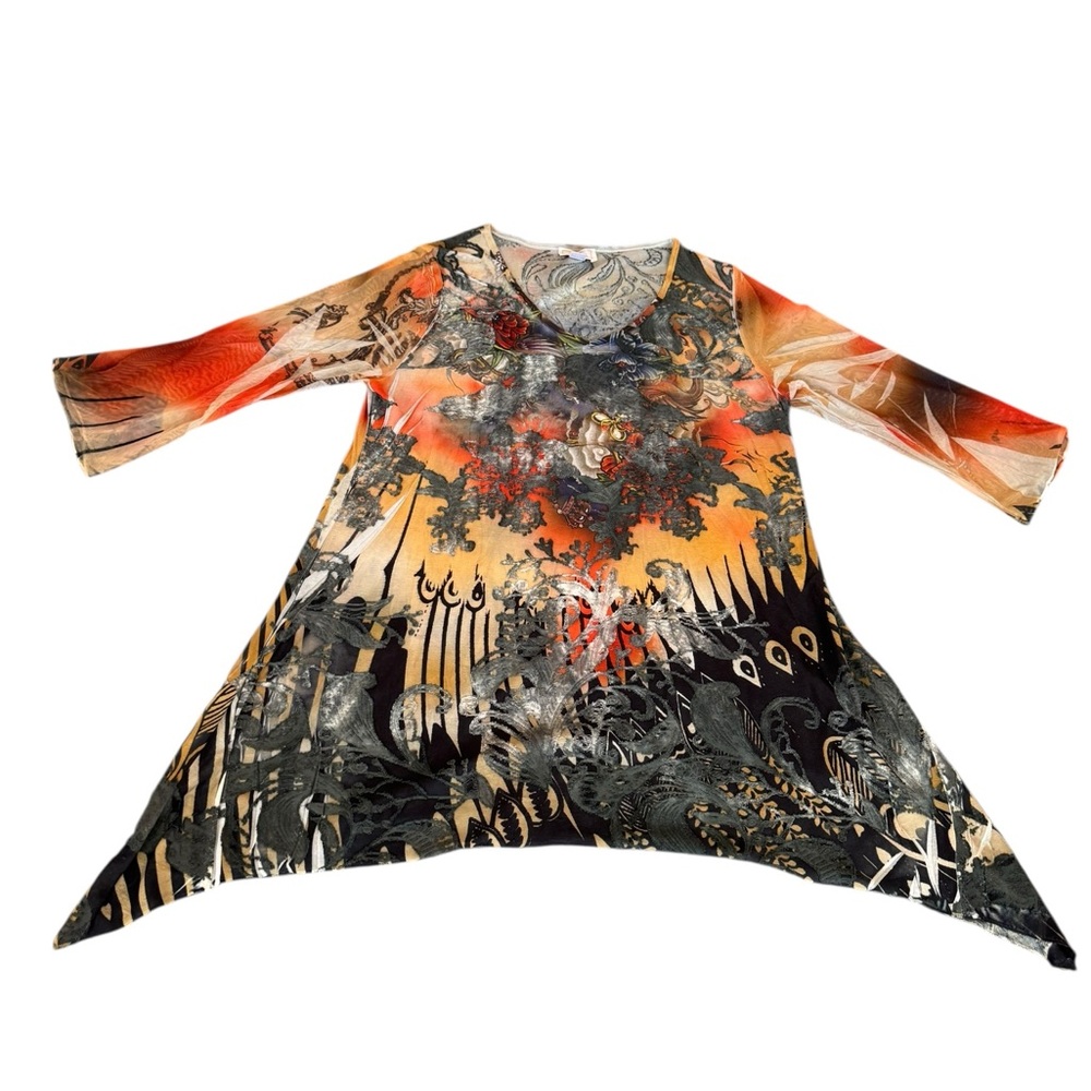 Kamana Women's Tunic Top Blouse Multicolor L Longline Stretch Casual Comfort